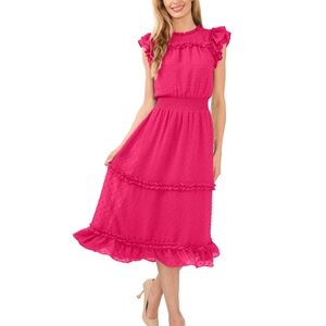 Cece Bright Pink Midi Dress